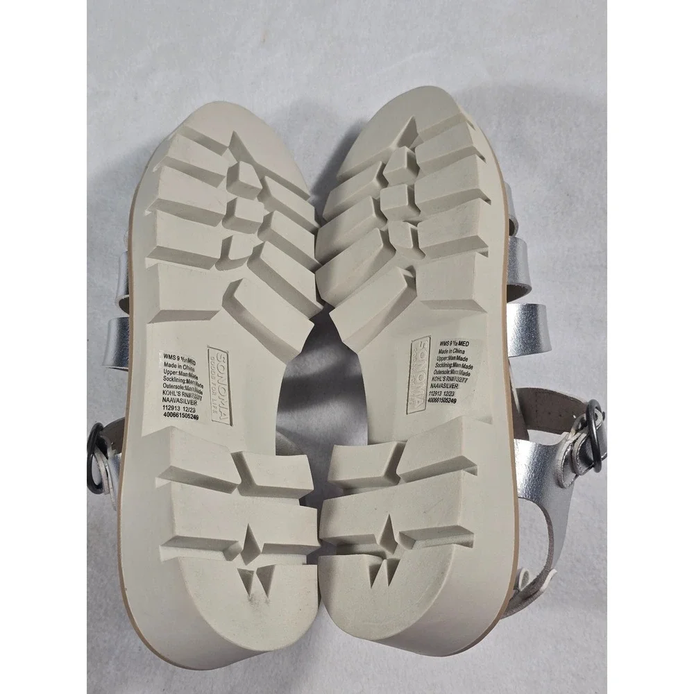 Sonoma Goods For Life Silver Metallic Gladiator Platform Sandals Womens 9.5